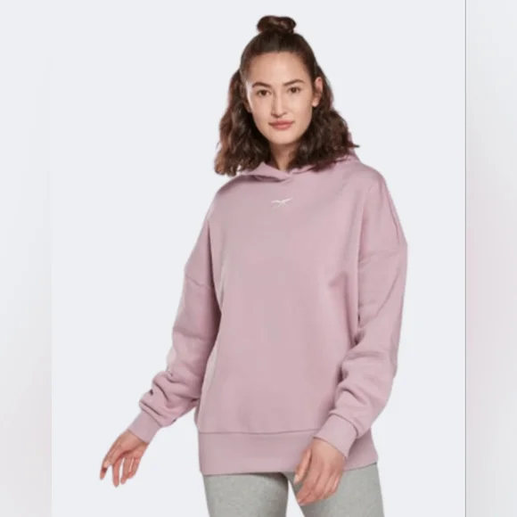 Reebok Oversized Hooded Lux Pink Hoodie Sweatshirt Women's Size Medium - Picture 2 of 6
